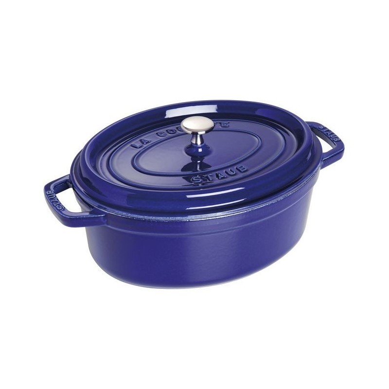 Ovale Cocotte 29 cm blau aus Gusseisen