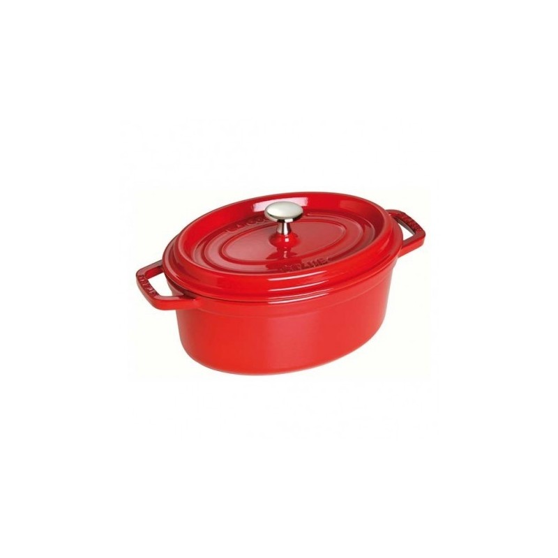 Cocotte cazuela ovalada de hierro fundido con tapa de 33 cm. de Staub