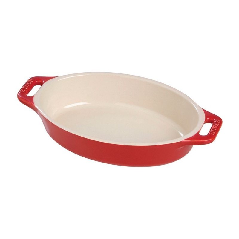 Red Ceramic Oval Gratin Dish 22 cm