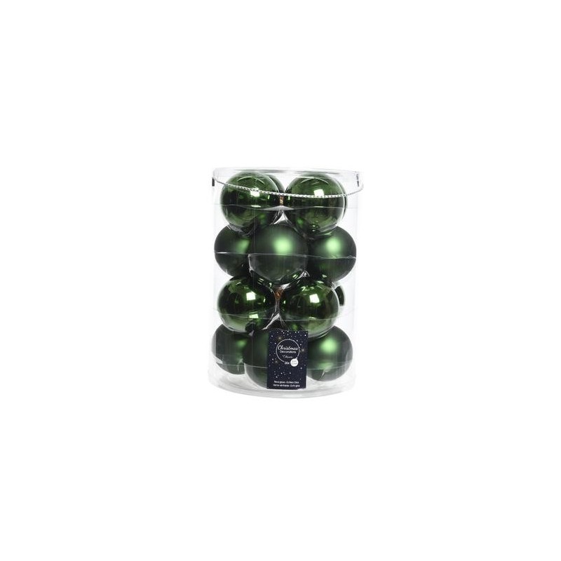 Bolas de Navidad para Colgar en Cristal 8 cm Verde. Juego de 16