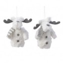 Reindeer to hang White dim 11 cm Single Piece