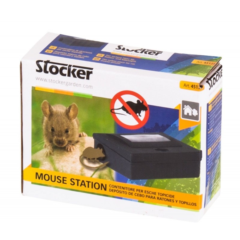 Stocker Mouse Station Cebo veneno para ratas contenedor 12,5 x 9,5 x h4 cm