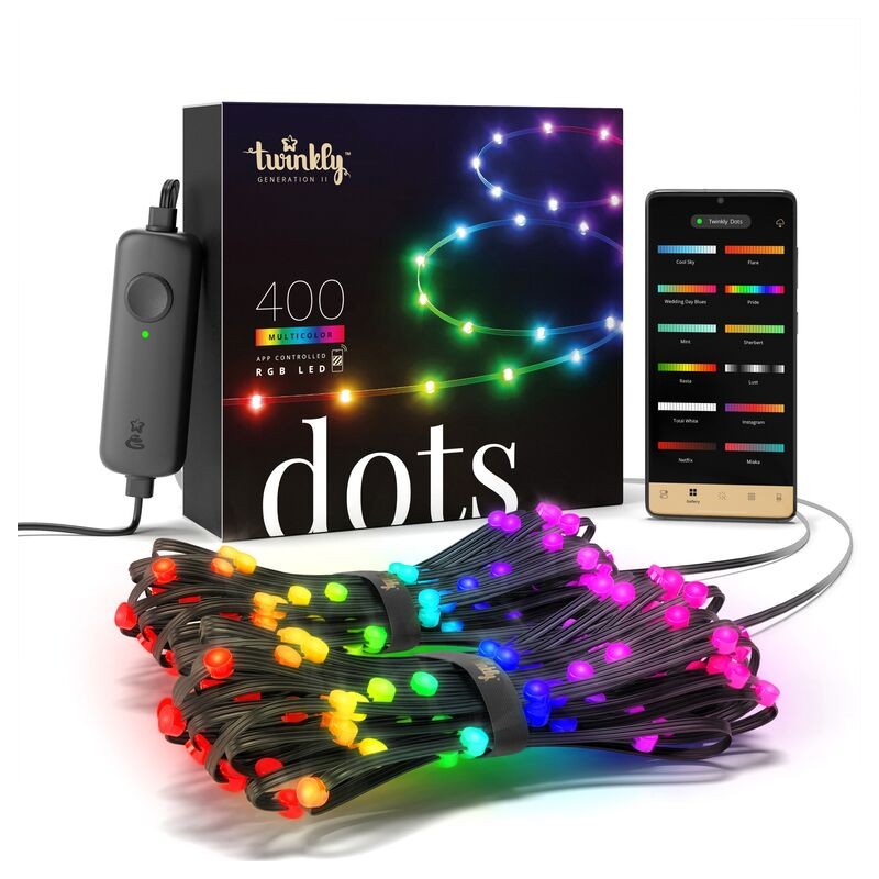 Twinkly DOTS Strip 20 m 400 Led RGB BT + WiFi Black Cable