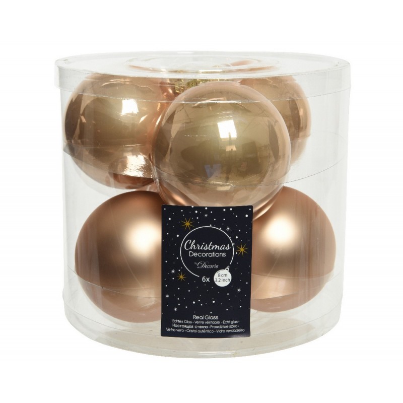 Bolas navideñas para colgar en cristal de 8 cm. Juego de 6