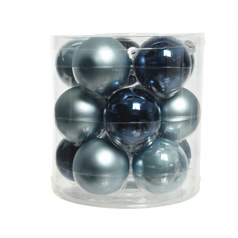 Bolas de Navidad colgantes de cristal 6 cm Azul.Juego de 15