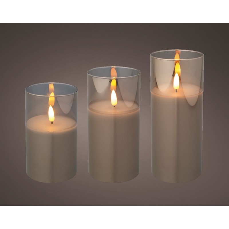 Set 3 velas con LED 17,5 cm