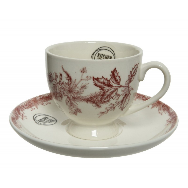 Taza y plato de porcelana de 10,5 cm.