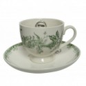 Taza y plato de porcelana de 10,5 cm.