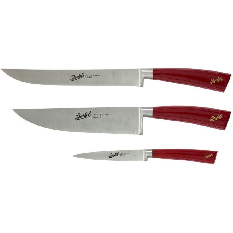 Berkel Elegance Set of 3 chef knives Red