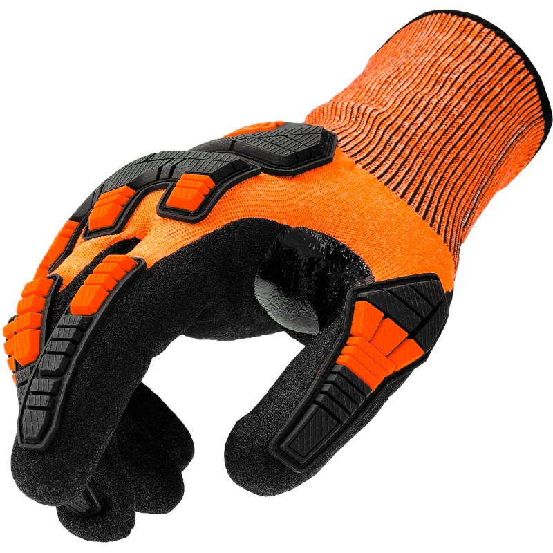 Stocker Guantes resistentes a cortes para tijeras 10/L naranja, en nitrilo