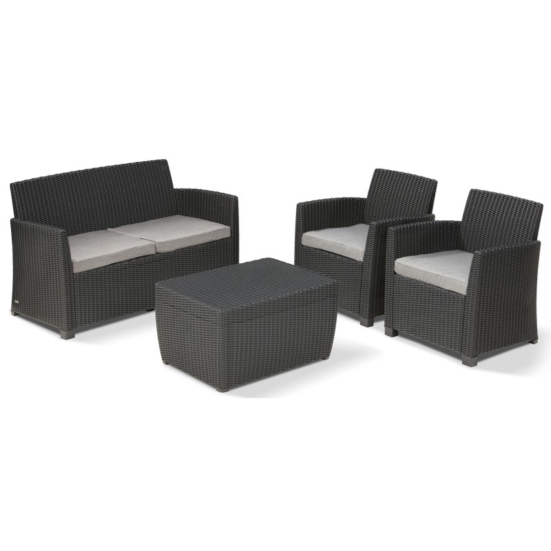 Keter Conjunto Lounge MIA Grafito Sofá + 2 Sillones + Contenedor