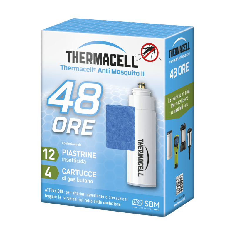 Recarga Thermacell 48 horas - 4 Cartuchos de Gas Butano + 12 Placas