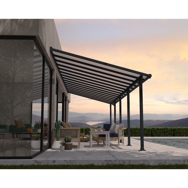 Canopia Pérgola Adosada Olympia de Aluminio 3X9,2 m Gris