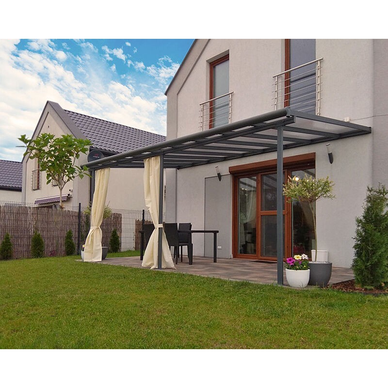 Canopia Pérgola Adosada Sierra de Aluminio 3X5,6 m Gris