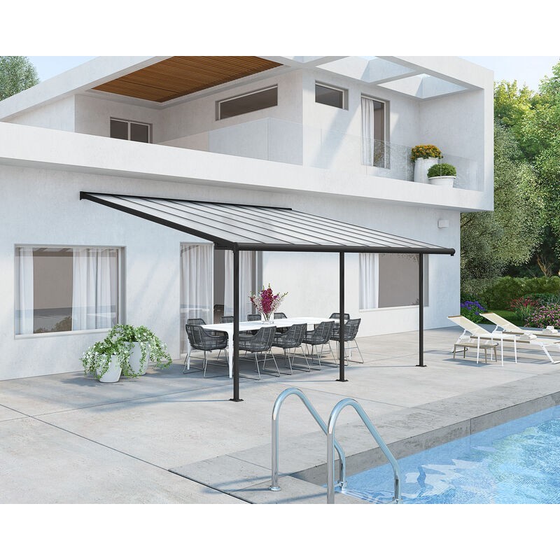 Canopia Pérgola Adosada Sierra de Aluminio 3X5,6 m Gris