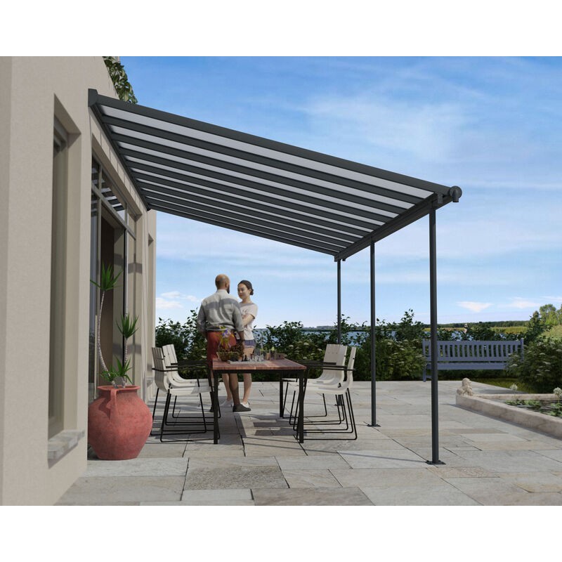 Canopia Pérgola Adosada Sierra de Aluminio 3X5,6 m Gris