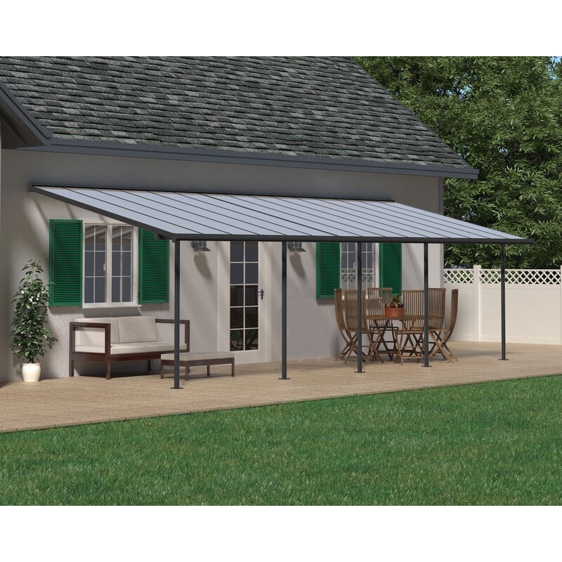 Canopia Pérgola Adosada Sierra de Aluminio 3X9,2 m Gris