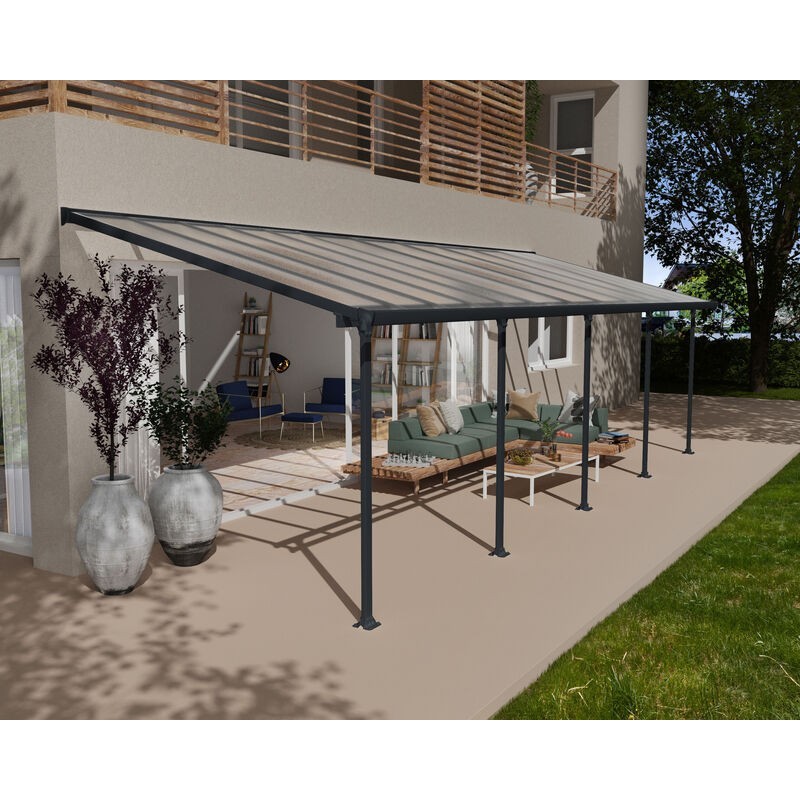 Canopia Feria Pérgola Adosada de Aluminio 3X9,2 m Gris