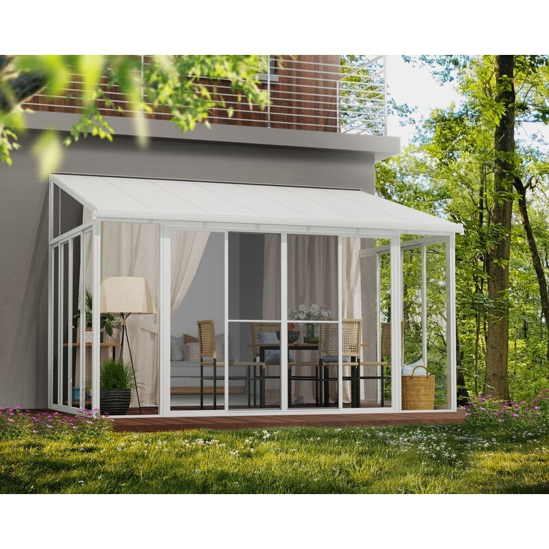 Canopia Pérgola Cerrada San Remo de Aluminio 3X4,4 m Blanco