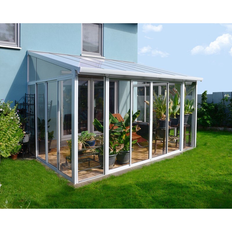 Canopia Pérgola Cerrada San Remo de Aluminio 3X4,4 m Blanco