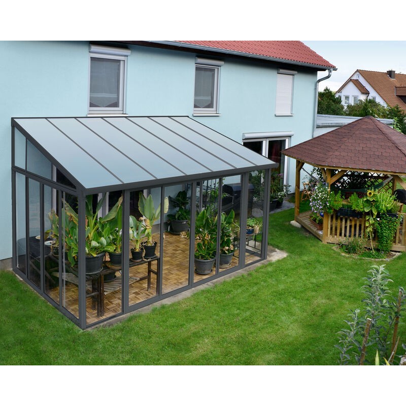 Canopia Pérgola Cerrada San Remo de Aluminio 3X4,4 m Gris