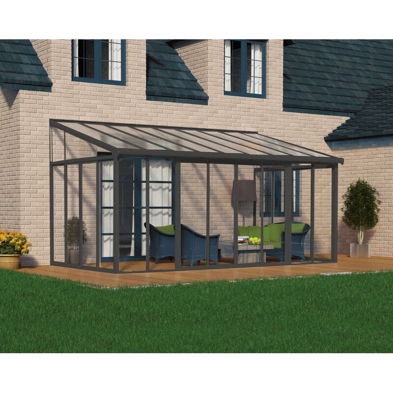 Canopia Pérgola Cerrada San Remo de Aluminio 3X5,6 m Gris