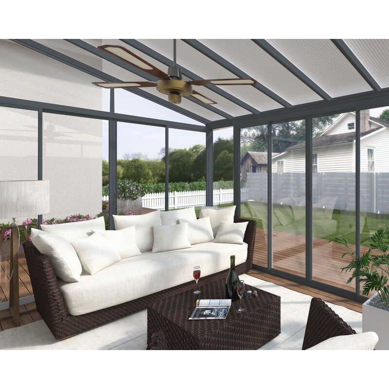 Canopia Pérgola Cerrada San Remo de Aluminio 3X5,6 m Gris