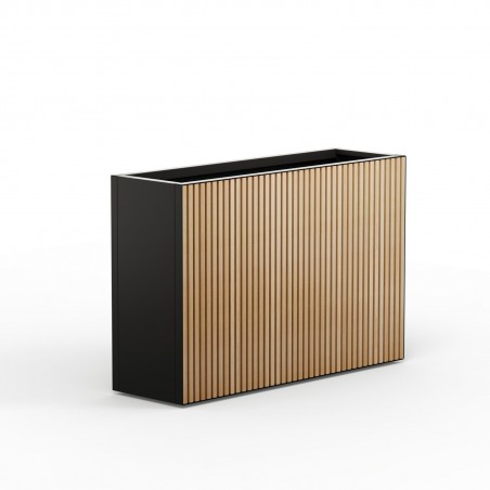 High Herstera DECO PLANTER planter in Black Metal and Wood 120x40x80 cm