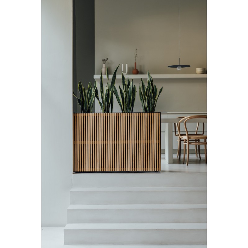 High Herstera DECO PLANTER planter in Black Metal and Wood 120x40x80 cm