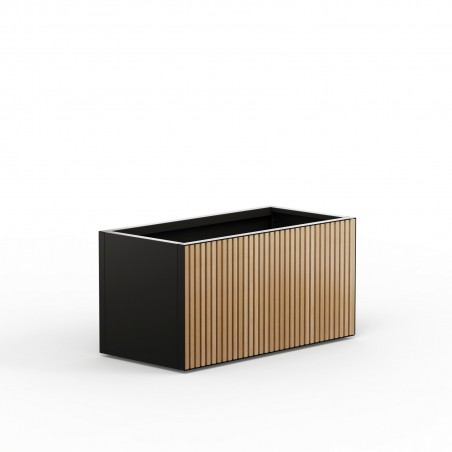 Herstera DECO PLANTER planter in Black Metal and Wood 100x50x50 cm