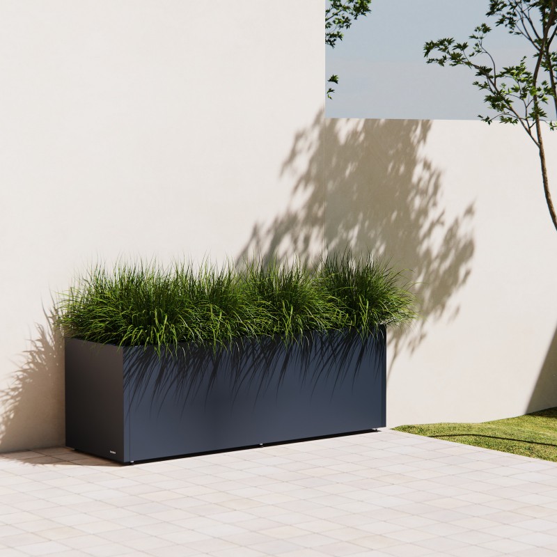 Jardinera Herstera PLANTER 50 en metal Antracita 150x50x50cm