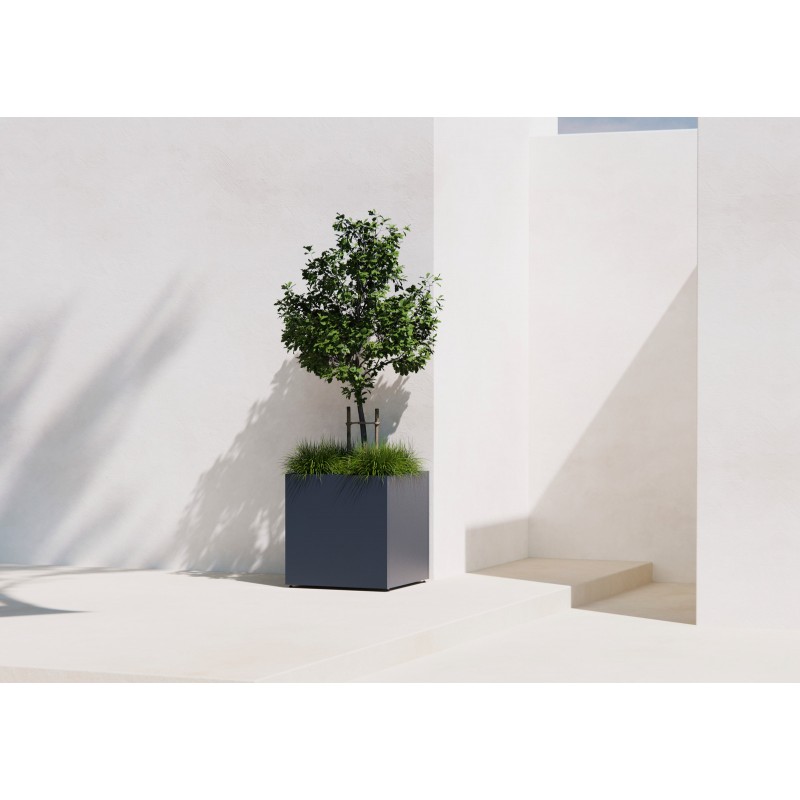 Jardinera Cubo Herstera PLANTER CUBE 80 de metal Antracita 80x80x80 cm