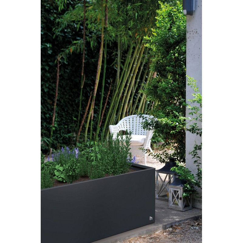 Herstera PLANTER EDGE Jardinera Baja de Metal Antracita 150x100x50 cm