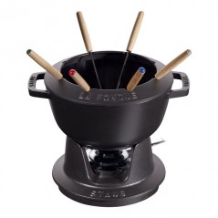 Juego de Fondue Gourmet 18 cm Negro en Hierro Fundido