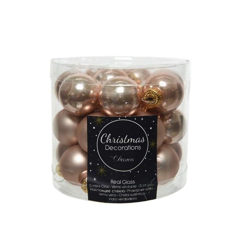 Mini glass balls to hang Beige dim 2.5 cm Box of 24