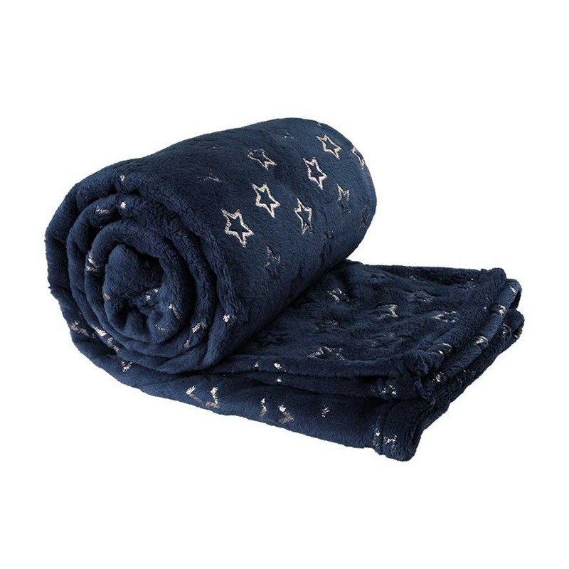 Plaid Throw Golden Star 130 x 160 cm Color Dark Blue