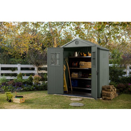 Keter DARWIN 6x4 Green Resin Garden Shed with Front Windows