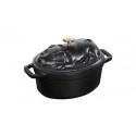 Oval Cocotte Piglet 17 cm Black in Cast Iron