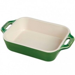 Rectangular Gratin Dish 19 x 12 cm Basil Green in Ceramic