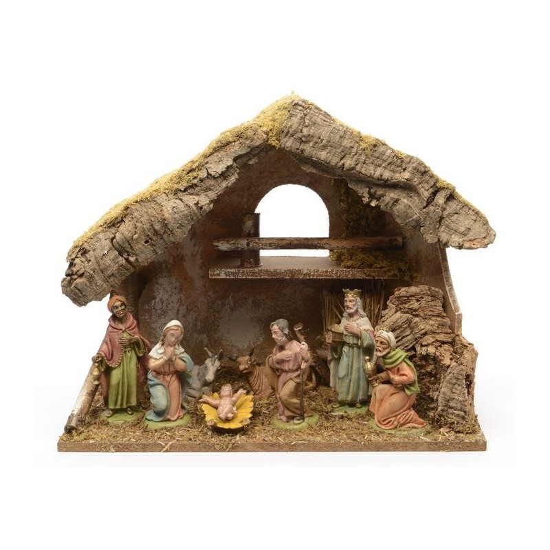 Scène de la Nativité avec nativité. 8 figurines