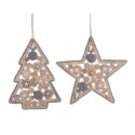 Tree or Star to Hang Gray 13 cm. Single piece