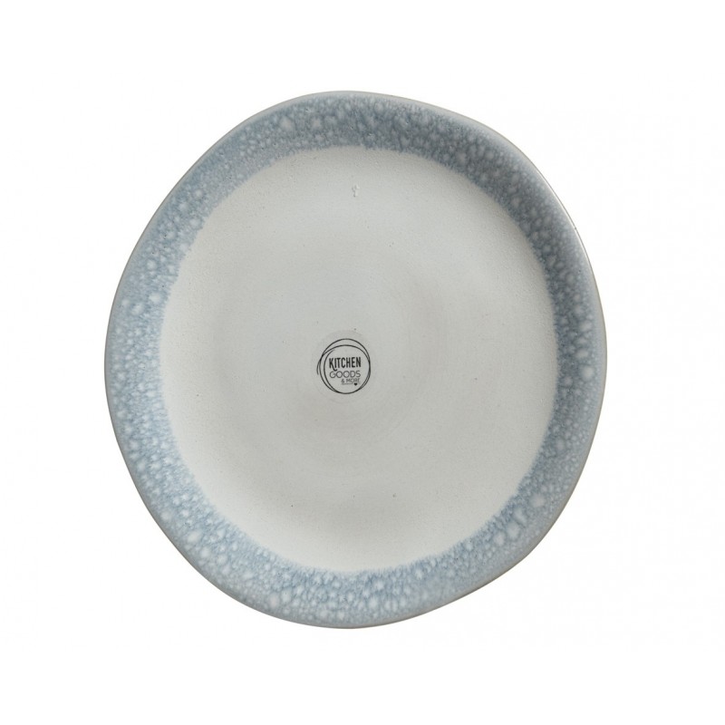 Assiette en terre cuite bord poli bleu 28 cm