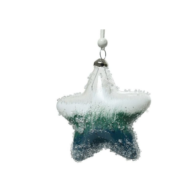 Artic Blue hanging glass star dim 10 cm Box of 2