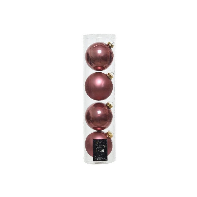 Glass balls to hang Velvet Pink dim 10 cm Box of 4