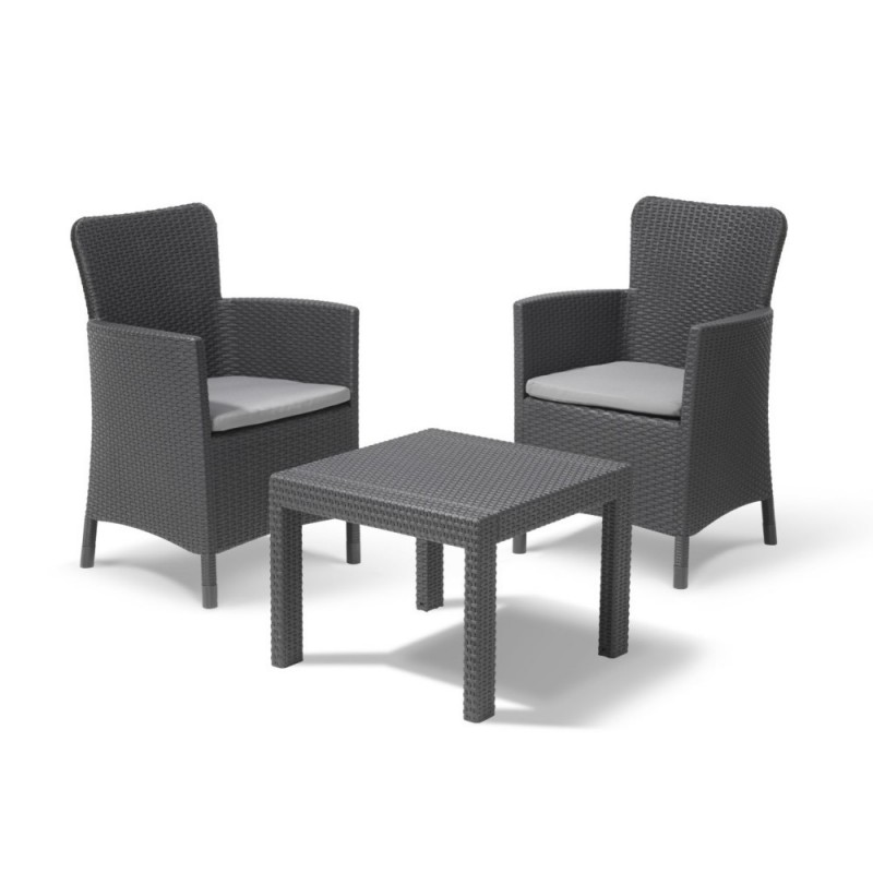 Keter Set 2 Fauteuils + Table Ouverte SALVADOR BALCON Graphite