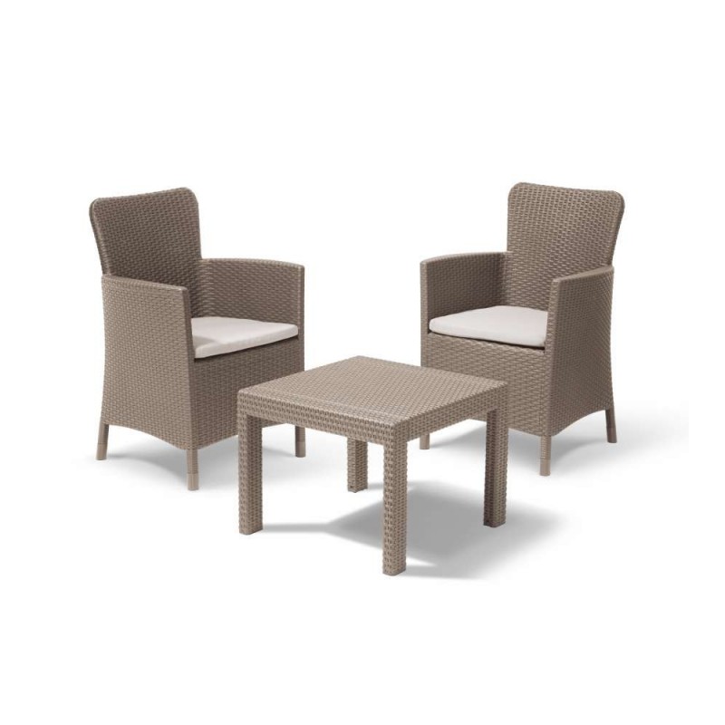 Keter Set 2 Fauteuils + Table Ouverte SALVADOR BALCON Cappuccino