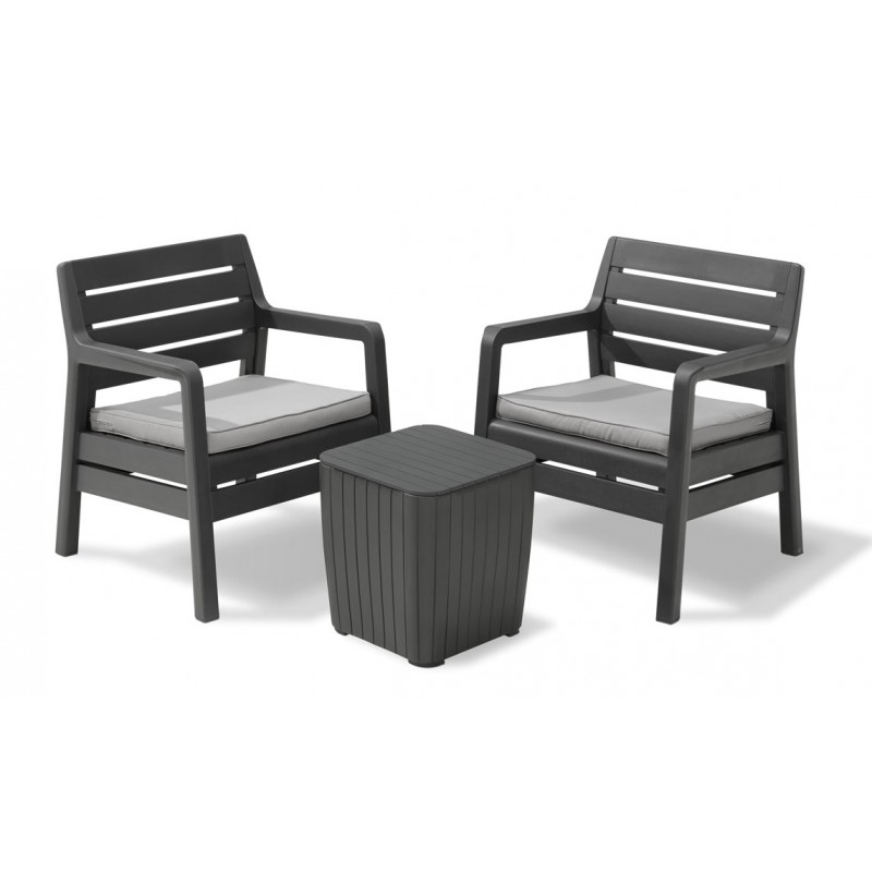 Keter Set Balcon DELANO Graphite avec Coussins