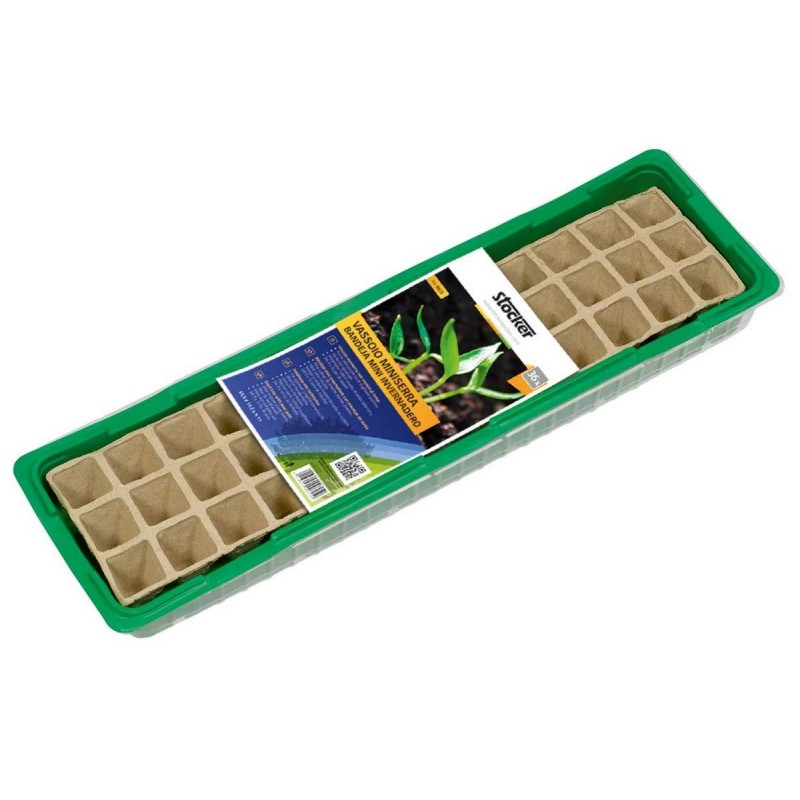 Stocker Mini greenhouse tray with peat pots 55.5 x 14.5 x h12 cm