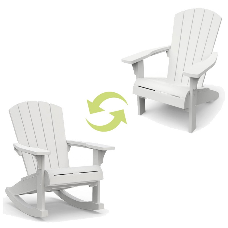 Keter ROCKING ADIRONDACK Chaise blanche convertible en bascule