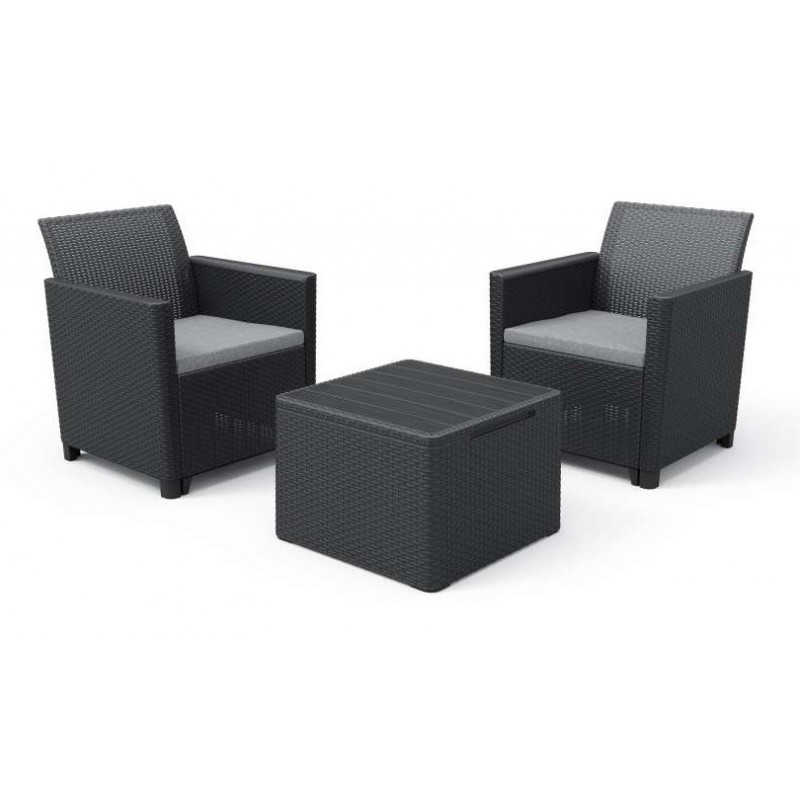 Keter Set 2 Fauteuils + Table Basse CLAIRE BALCON SET Graphite